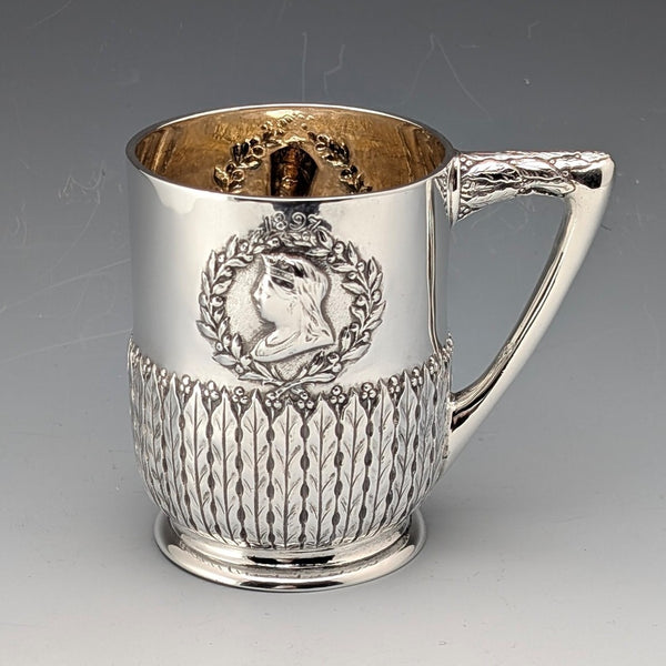 1896年 英国ヴィクトリア女王 ダイヤモンドジュビリー  純銀製マグカップ 161g Frederick Augustus Burridge